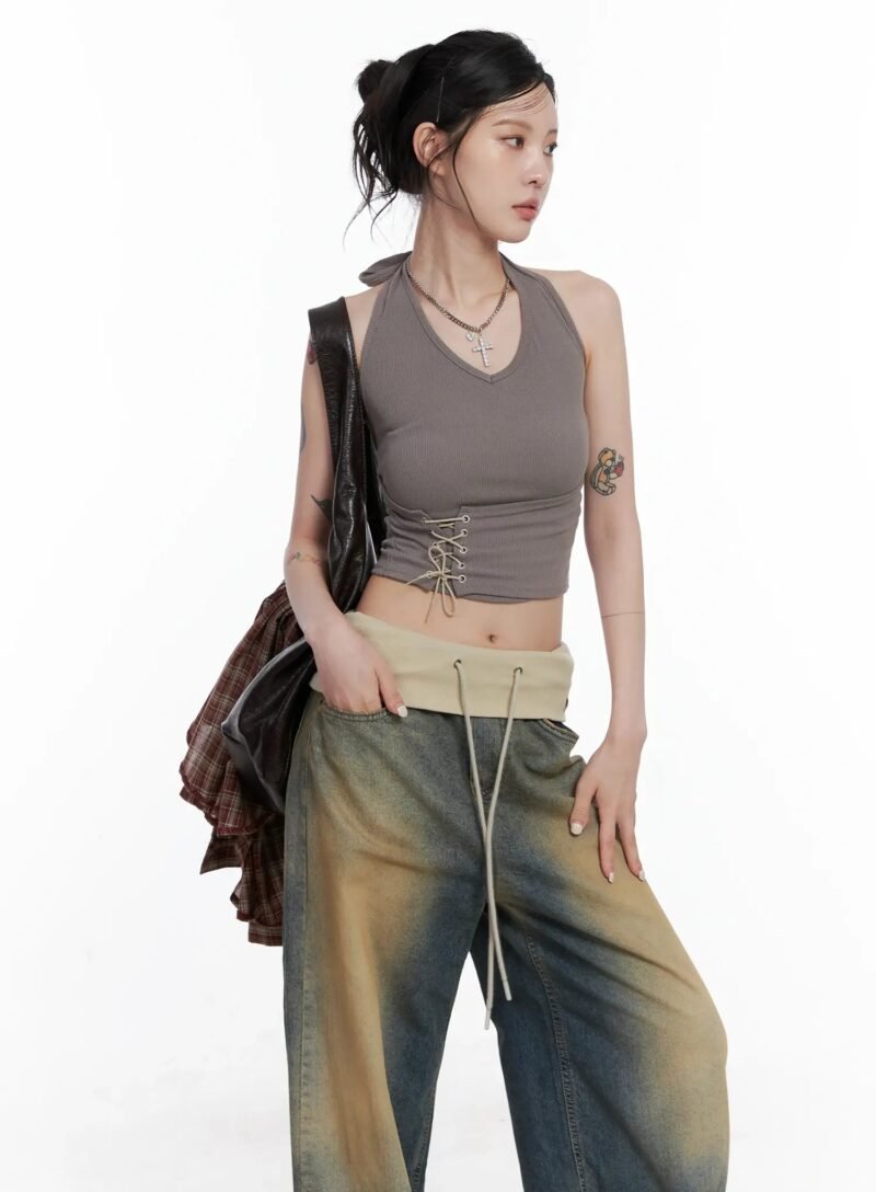 Corset Lace-Up Halter Top
