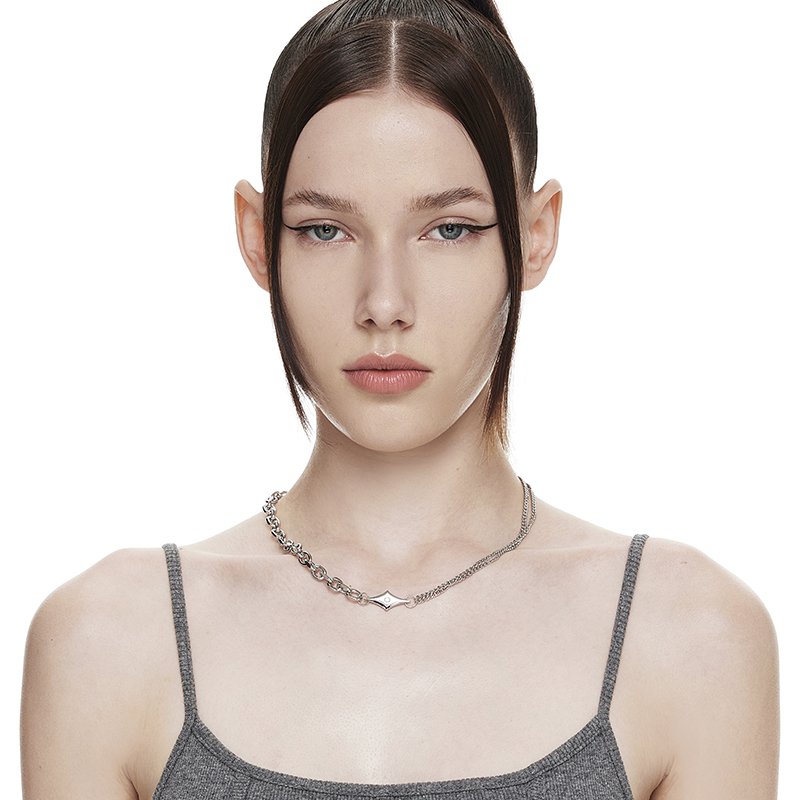 Star Zircon Inlaid Necklace – Minimalist Niche Design Clavicle Chain, Unisex Hip-Hop Sweater Chain for Couples