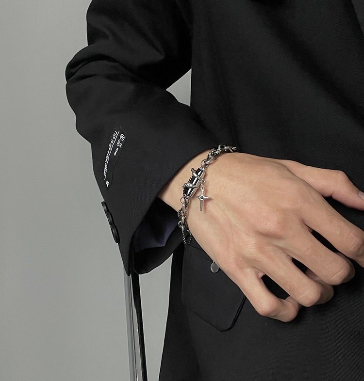 Astro Orbit Black Diamond Bracelet – Unisex Minimalist Luxury Titanium Steel Couple Jewelry